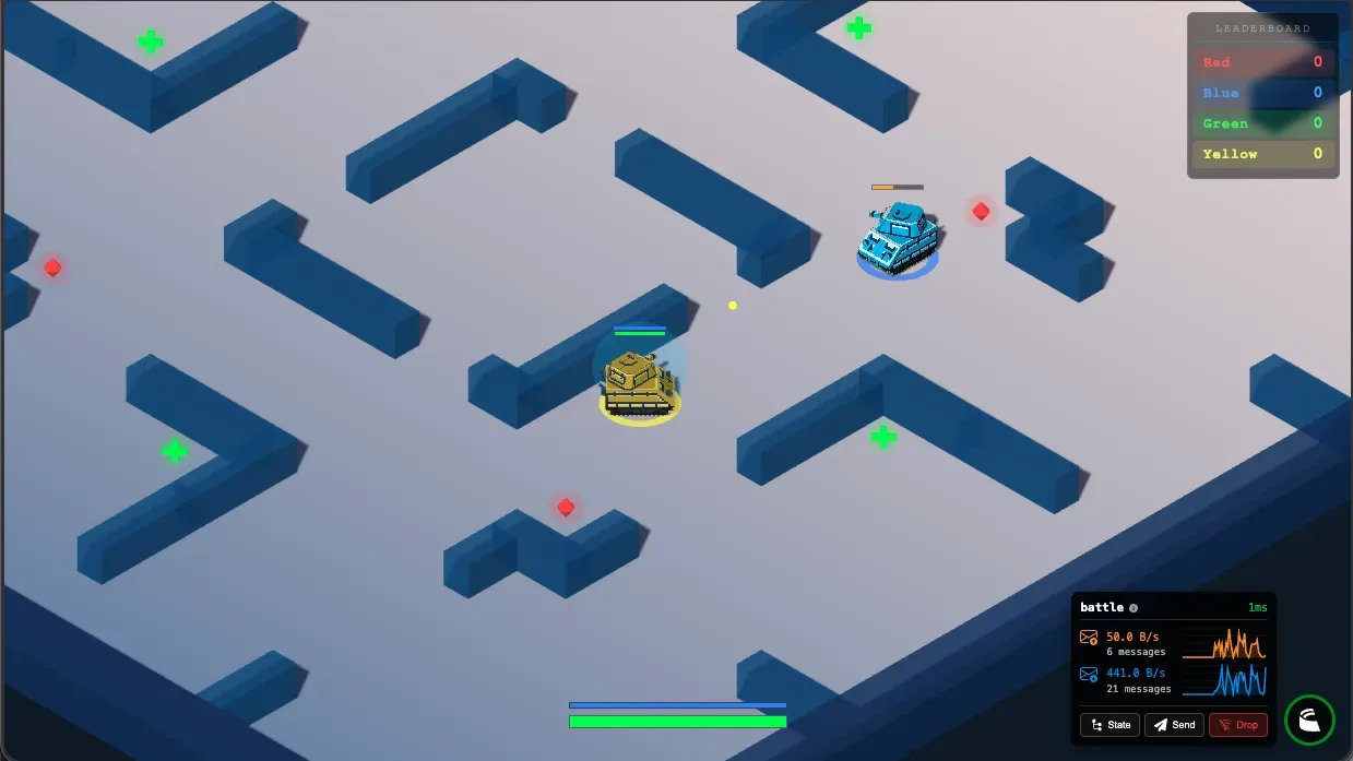 Realtime Tanks demo running in the PlayCanvas client